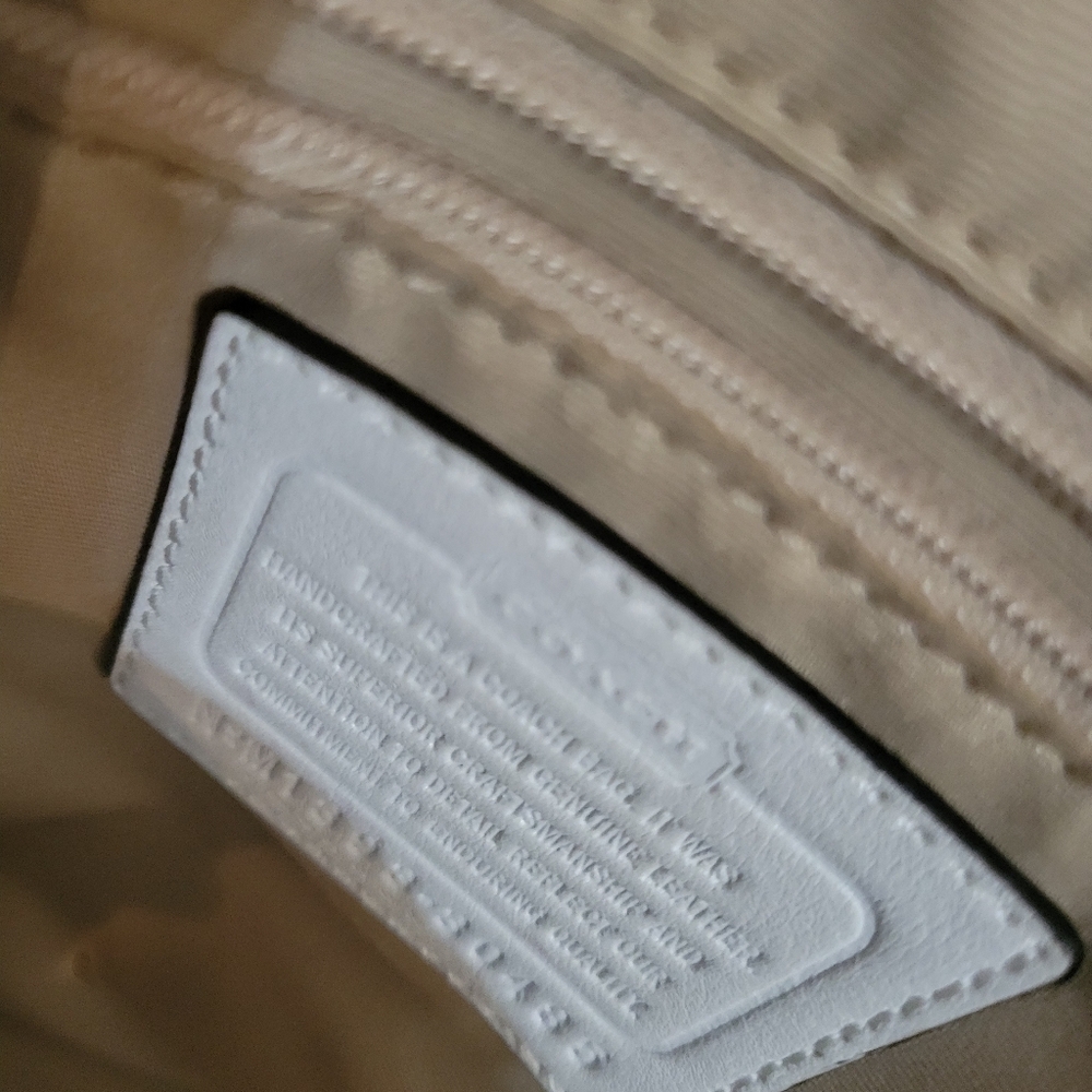 Coach White and Tan Leather Handbag - Picture 7 of 9